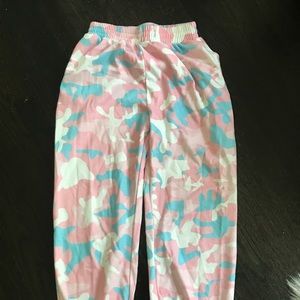 Pink and blue camo sweats